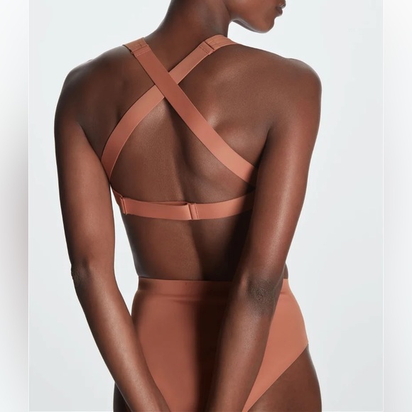 COS, Open-Back Bikini Top, Brown, Size 8 - Picture 3 of 8